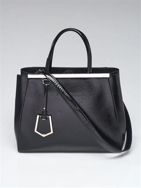 fendi 2jours elit|FENDI Patent Vitello Elite Regular 2Jours Tote Black.